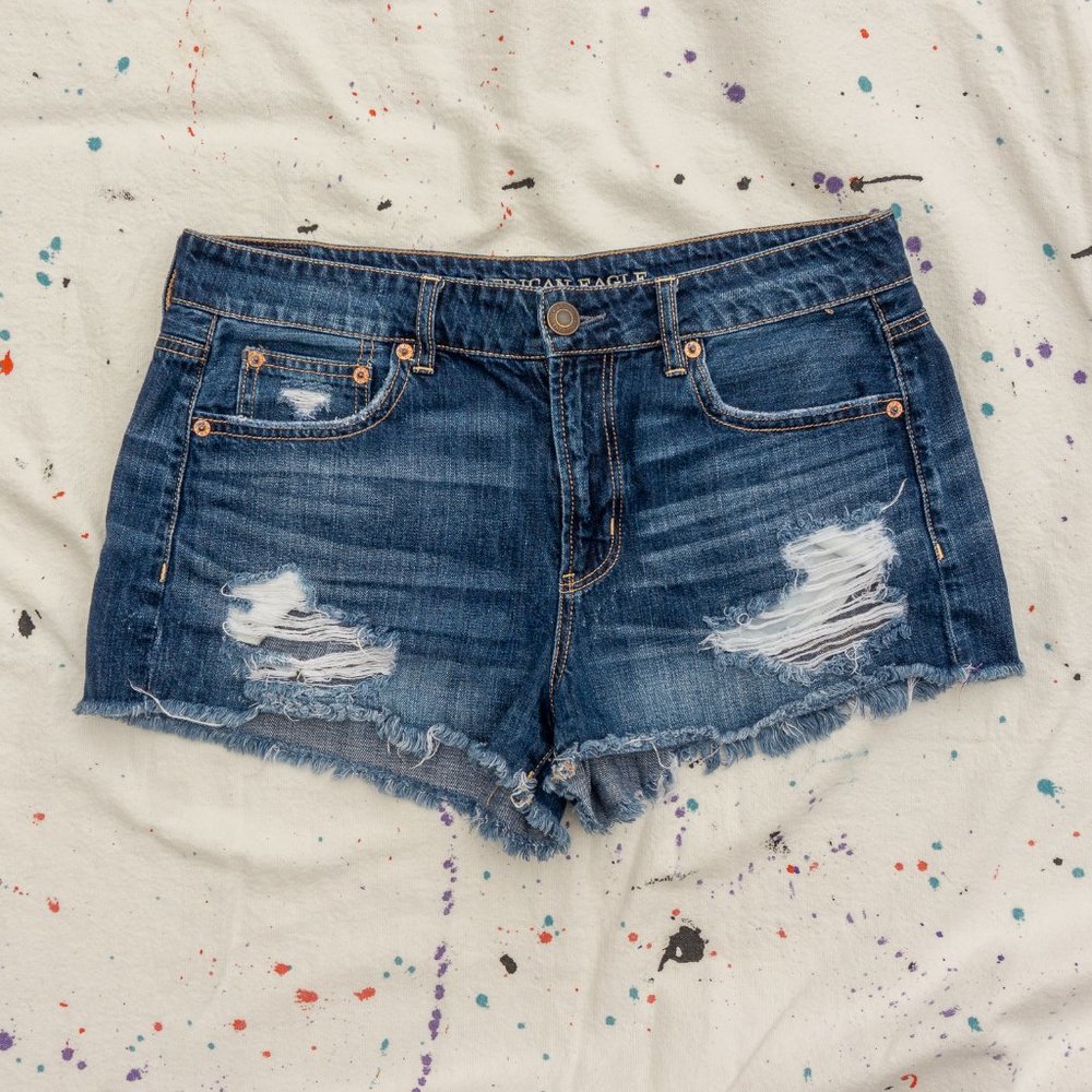 American Eagle Tomgirl Midi Jean Shorts Dark